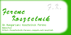 ferenc kosztelnik business card